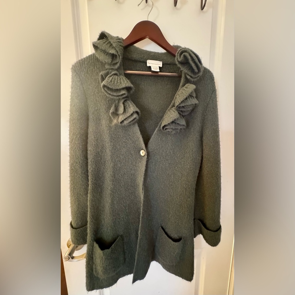 Soft Surroundings Olive Ruffled Cardigan